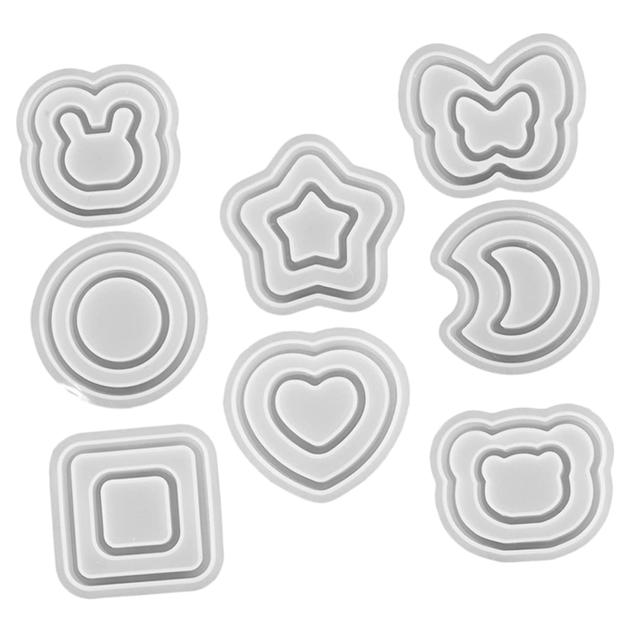 HOMSFOU 3 Set Stampo In Silicone Quicksand Per Portachiavi Anelli Stampo Per Colata Artigianale All'Ingrosso Portachiavi Fai Da Te Creazione Di Per Portachiavi 8 pezzi*3