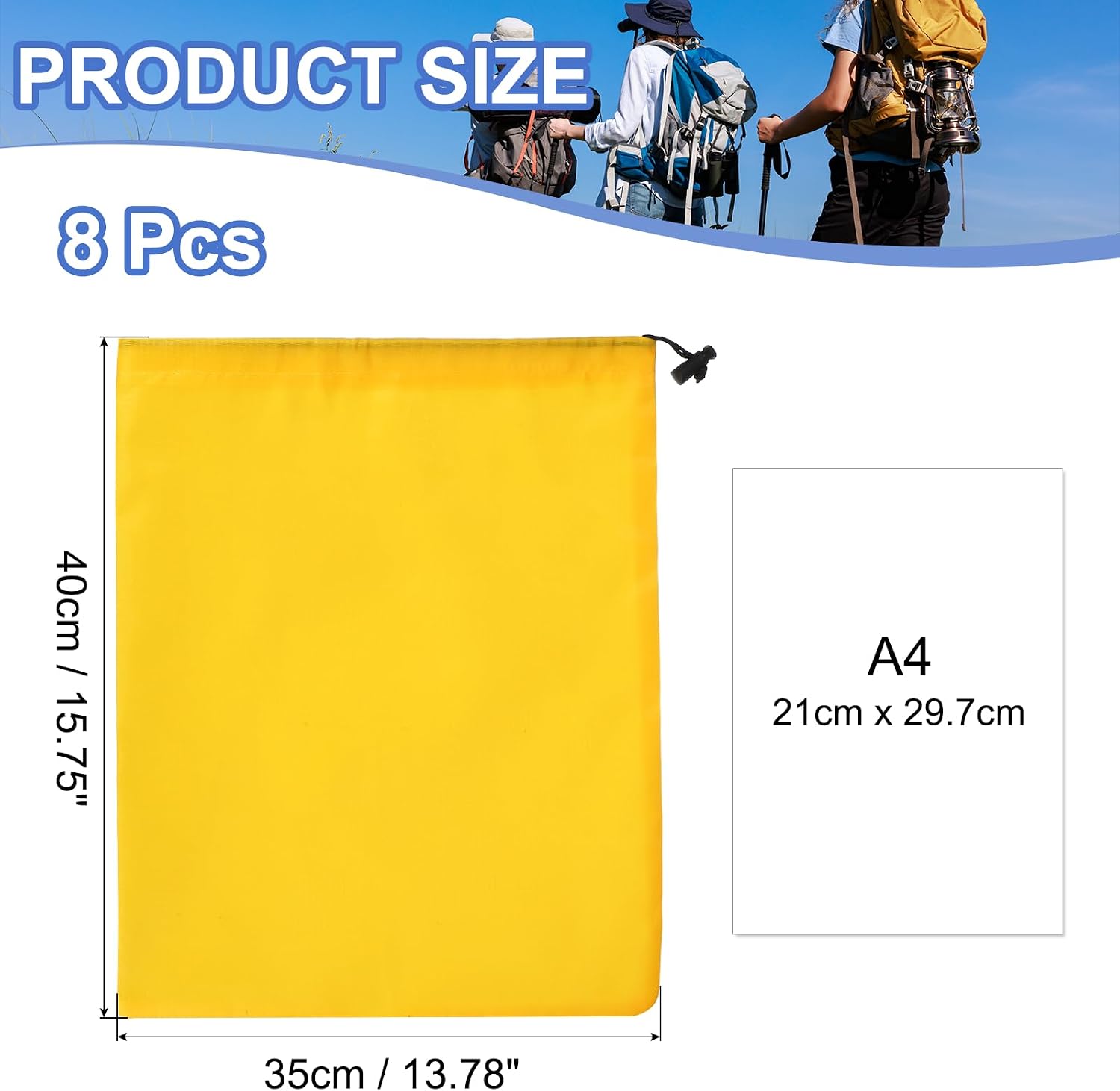 Drawstring Bag with Toggle Stuff Sack 14"x16" Yellow