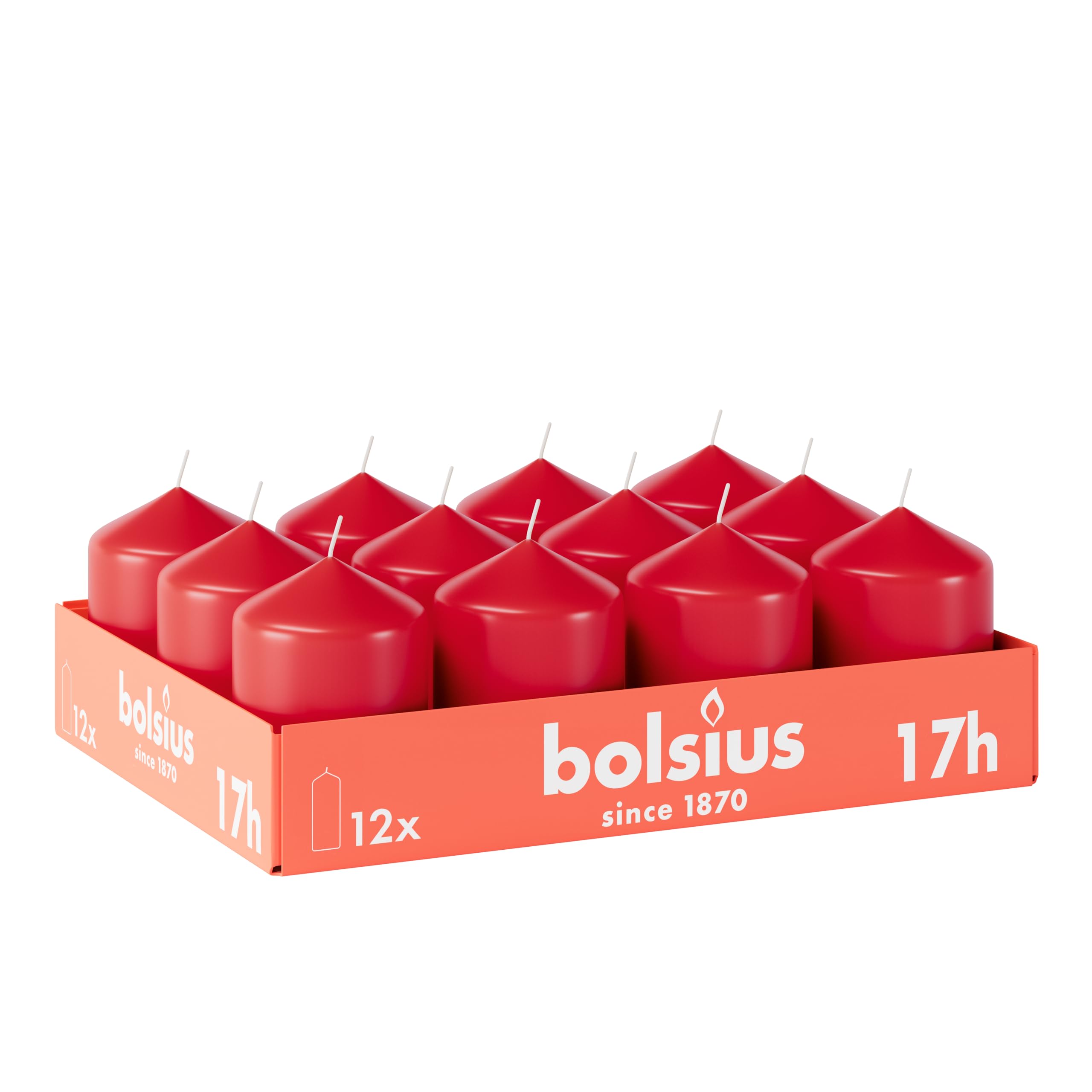 Bolsius Smooth Pillar Candles, Red, Pack of 12-8 x 6 cm, Decorative Household Candles, Burn Time 17 Hours, Unscented - Image 4
