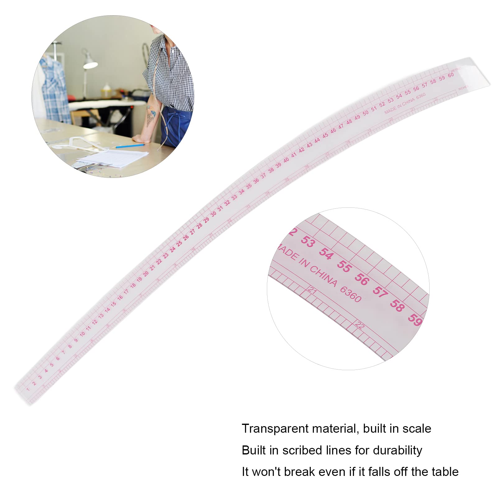 Hztyyier Righello per Trapuntatura Righello da Cucito con Braccio in Plastica per Disegno di Misurazione della Manica Artigianali Fai-da-Te 60 Cm di Lunghezza Other Sewing Embroidery Supplies