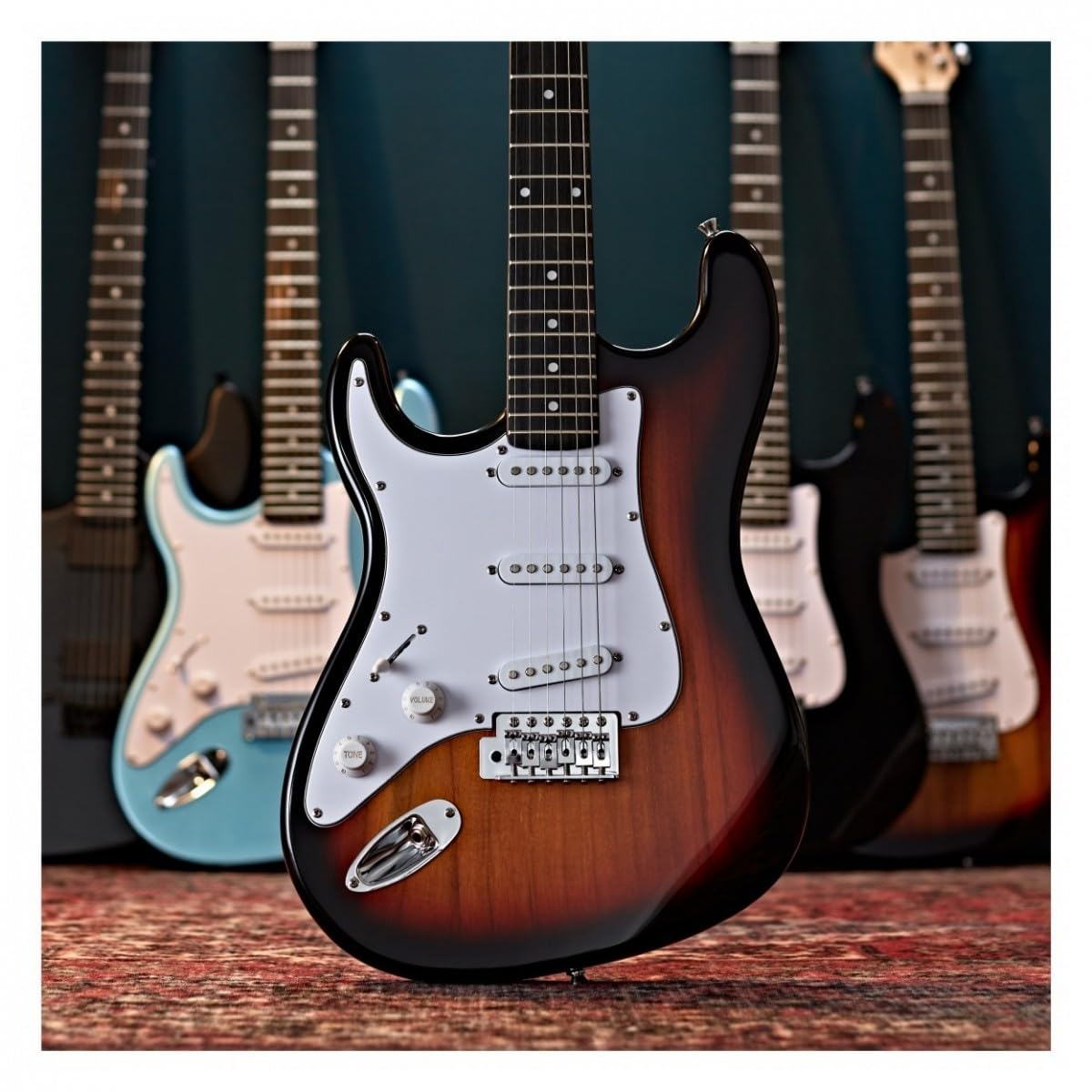 Gear4music Gaucher Taille standard Guitare électrique LA Series, Sunburst