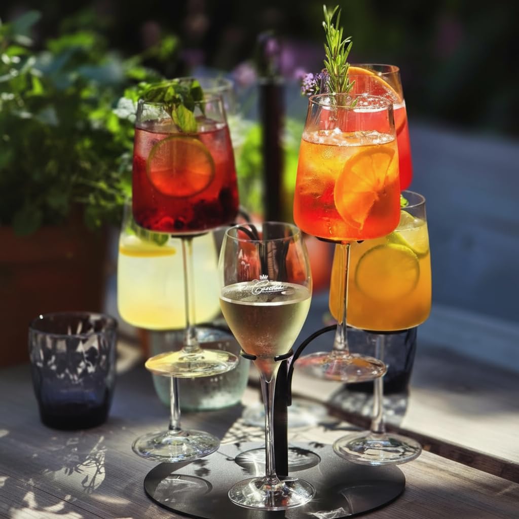 Getränke Tower ohne Montage - Aperol Ständer für 8 Gläser - Bar Zubehör für Gastronomie - Cocktail Tower und Champagner Geschenk - Alternative zur Aperol Maschine (schwarz)