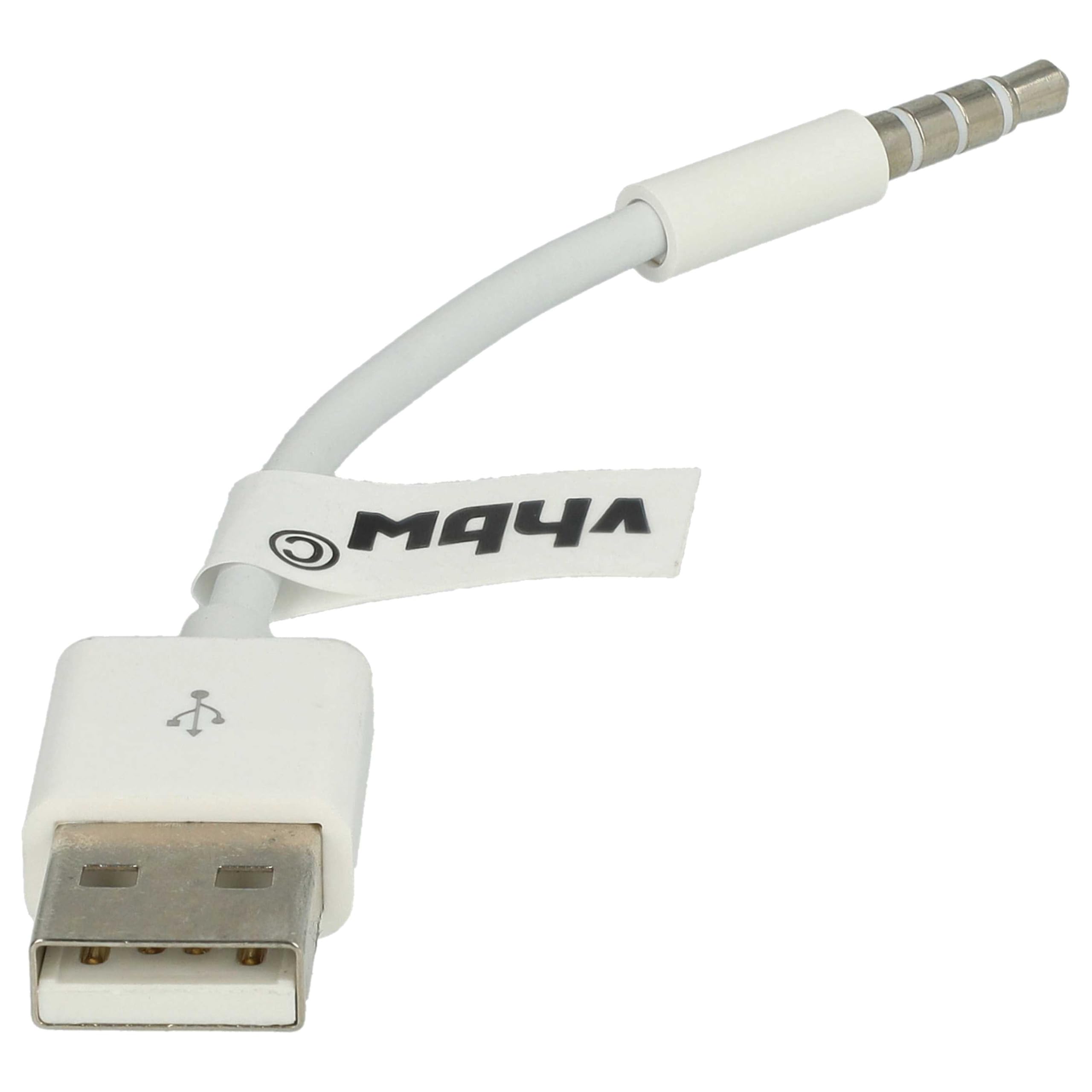 vhbw Kabel USB do ładowania danych kompatybilny z Apple IPod Shuffle 3G, odtwarzacz MP3 2G, biały, 10 cm