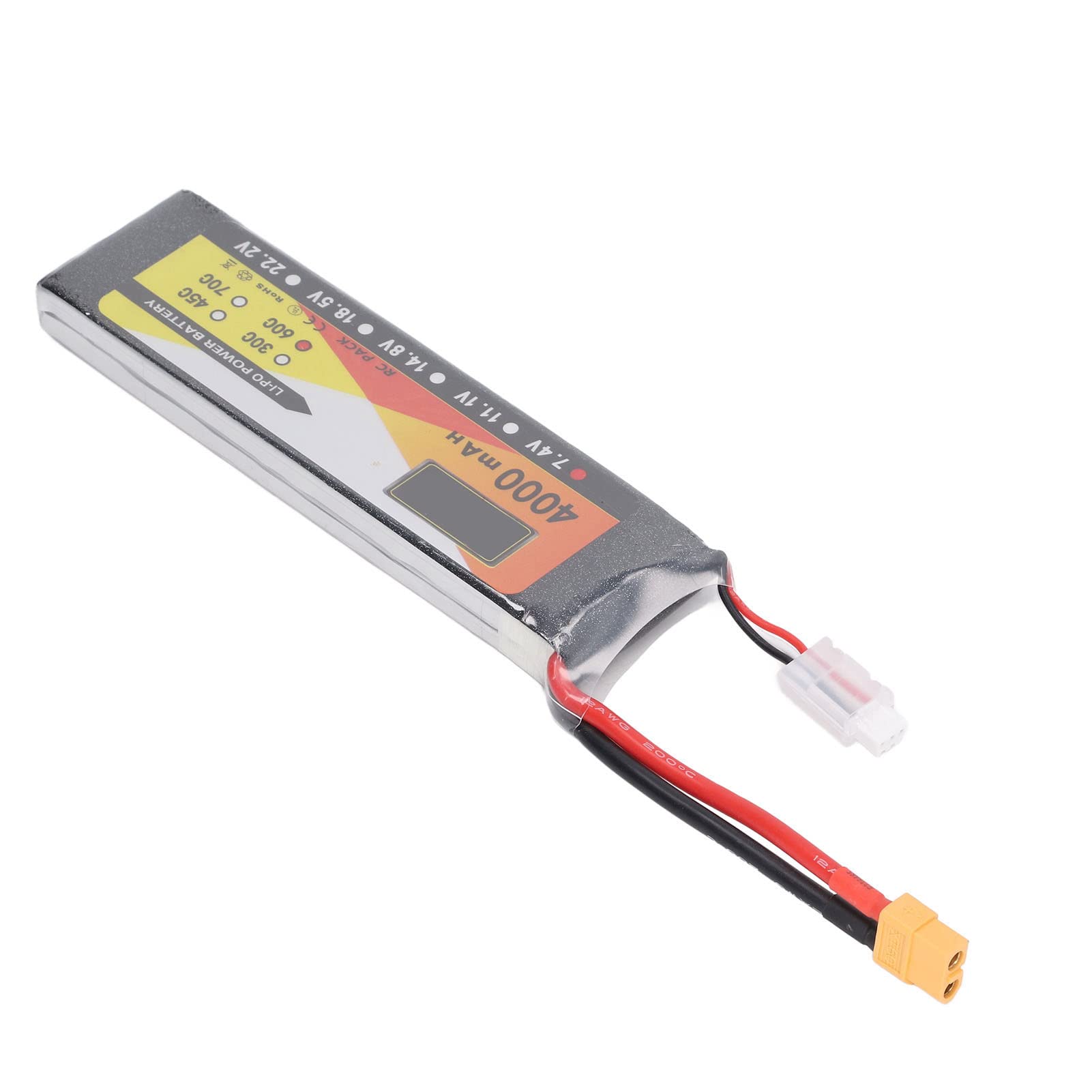 RC-Lipo-Akku, 7,4 V, 4000 mAh, 60 °C Entladerate, 2S, XT60-Stecker, Hochleistungs-Stromversorgung für ferngesteuerte Fahrzeuge, Autos, LKWs