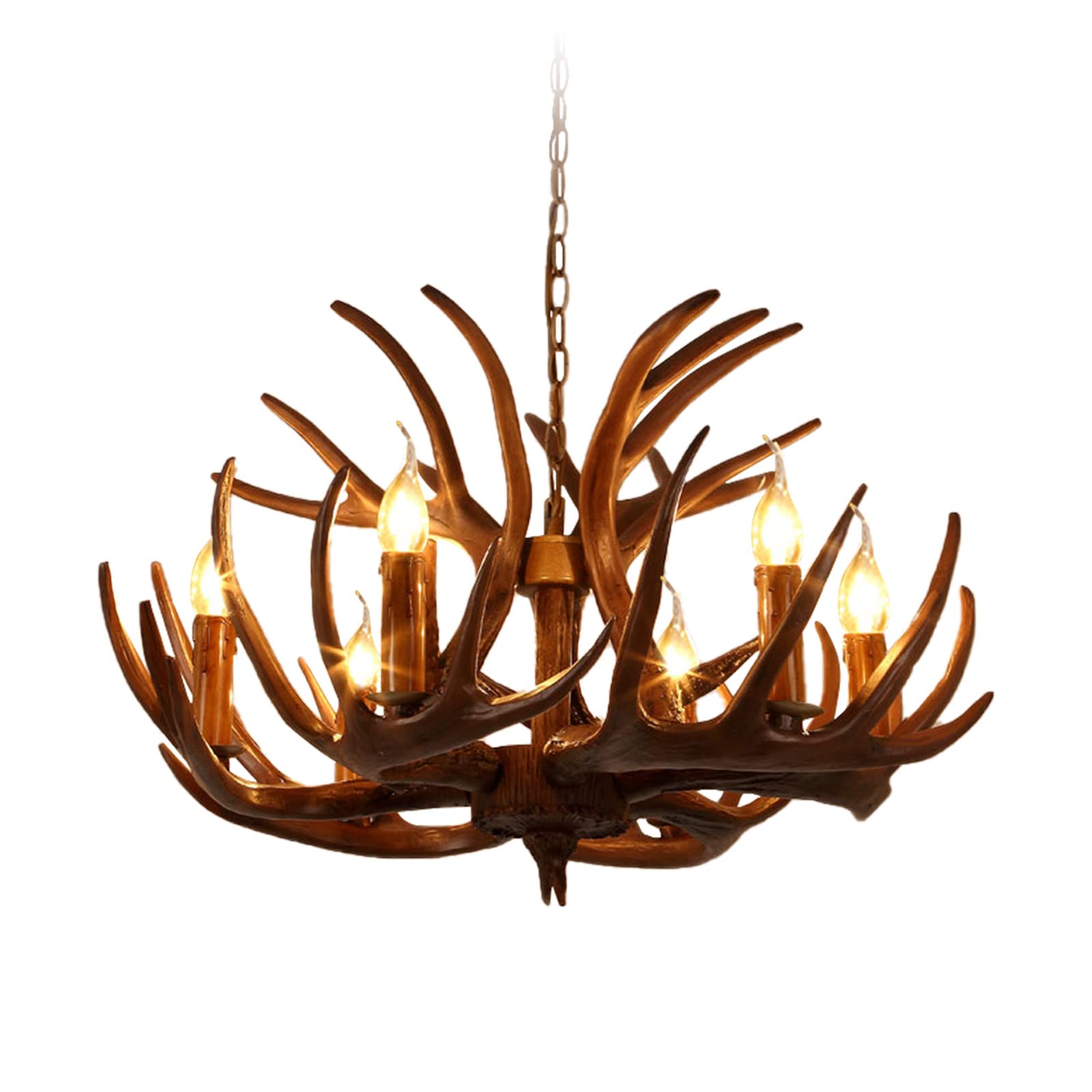 Lámpara Araña de Astas Vintage, 6 Luces Estilo Rústico para Comedor,A,B