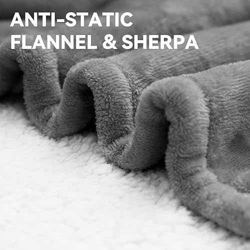 Miniatura 6 de Warm Storm Manta eléctrica tamaño Queen, franela antiestática y sherpa, 10 niveles de calefacción, 12 horas de apagado automático, lavable a