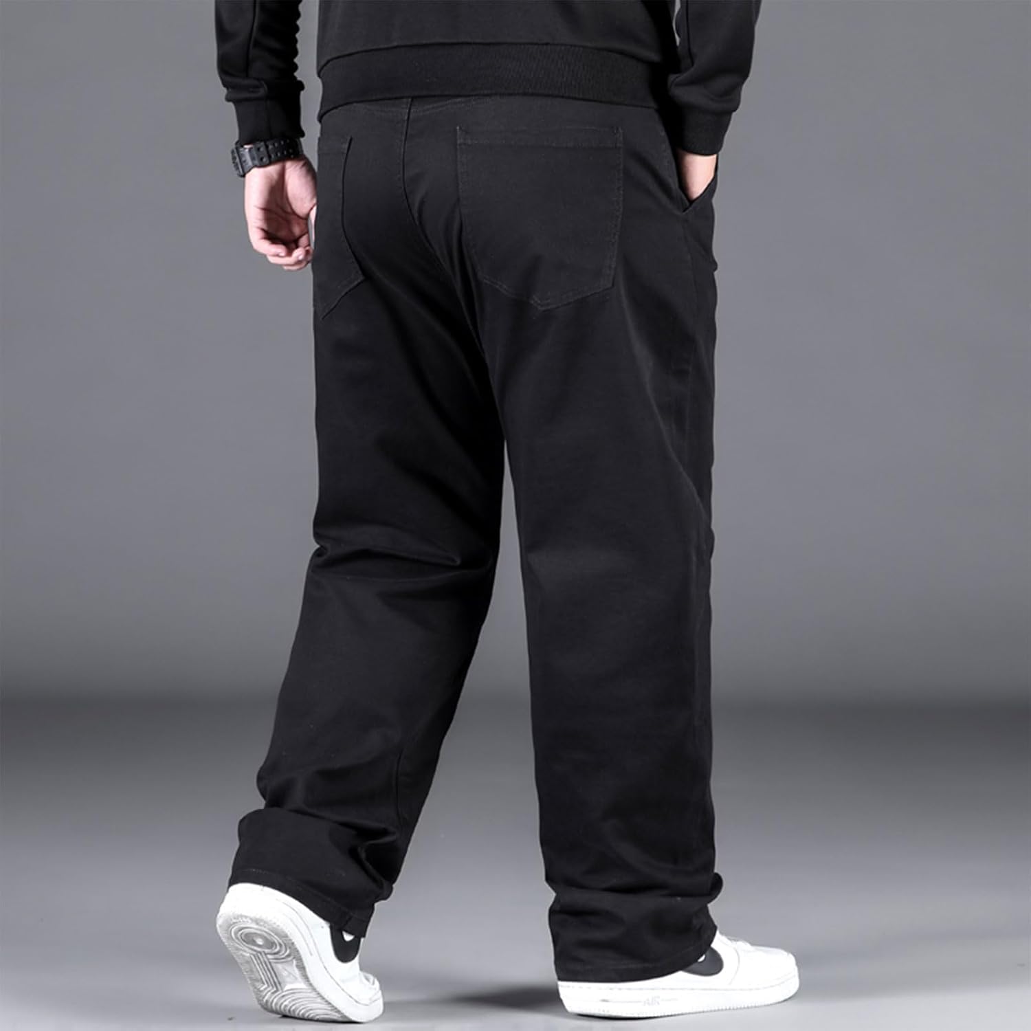 Plus Size Casual Pants for Men Stretchy Straight Leg Baggy Pants Big and Tall Drawstring Joggers Hiking Pants L-5XL