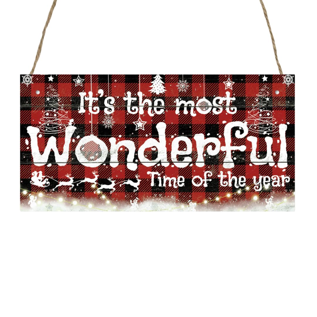 Second Ave Most Wonderful Time of The Year Christmas Xmas Wooden Hanging Decoration Festive Home Sign Plaque