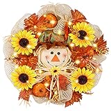 Brwoynn Fall Door Wreath, Thanksgiving Harvest Door Wreath for Front Door with Maple Leaf, Pumpkins,...