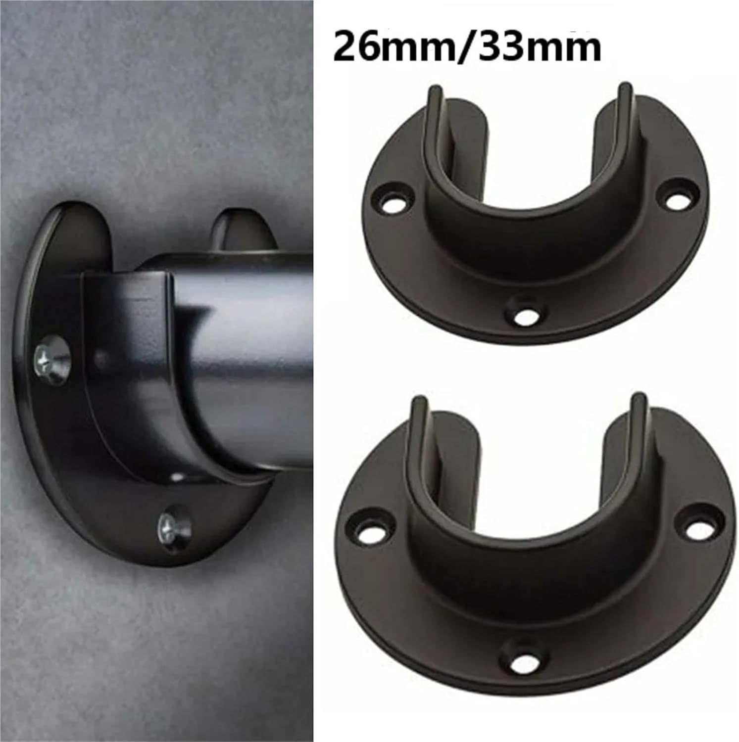 Closet Rod Holders 16pcs U Shaped Closet Holder Bracket Stainless Steel End Hanger Heavy Duty(26mm)