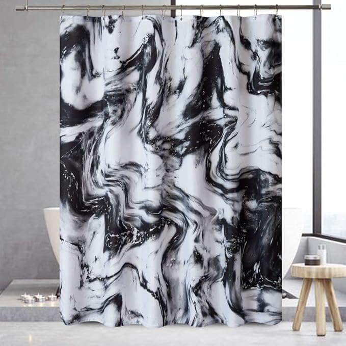 YOSTEV Black White Shower Curtain, Abstract Marble Shower