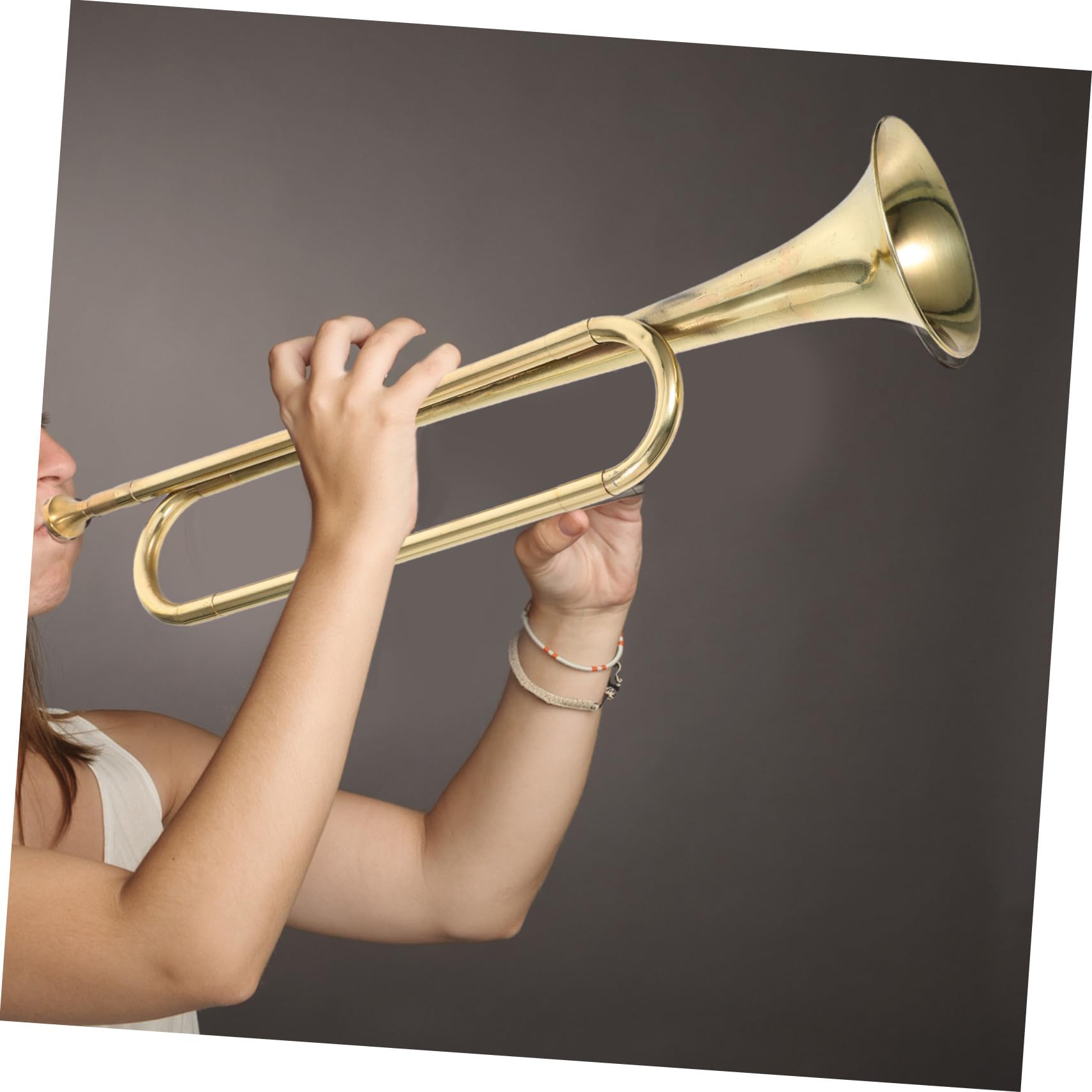 STOBAZA Tromba per Bambini in Metallo Oro Bocchino Casuale, Strumento Musicale Creativo e Conveniente per Principianti a Feste e Scuola Stili multipli