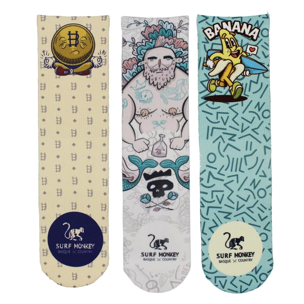 Surf Monkey 3 pary skarpet, pół łydki, rozmiary 36-40, 41-46