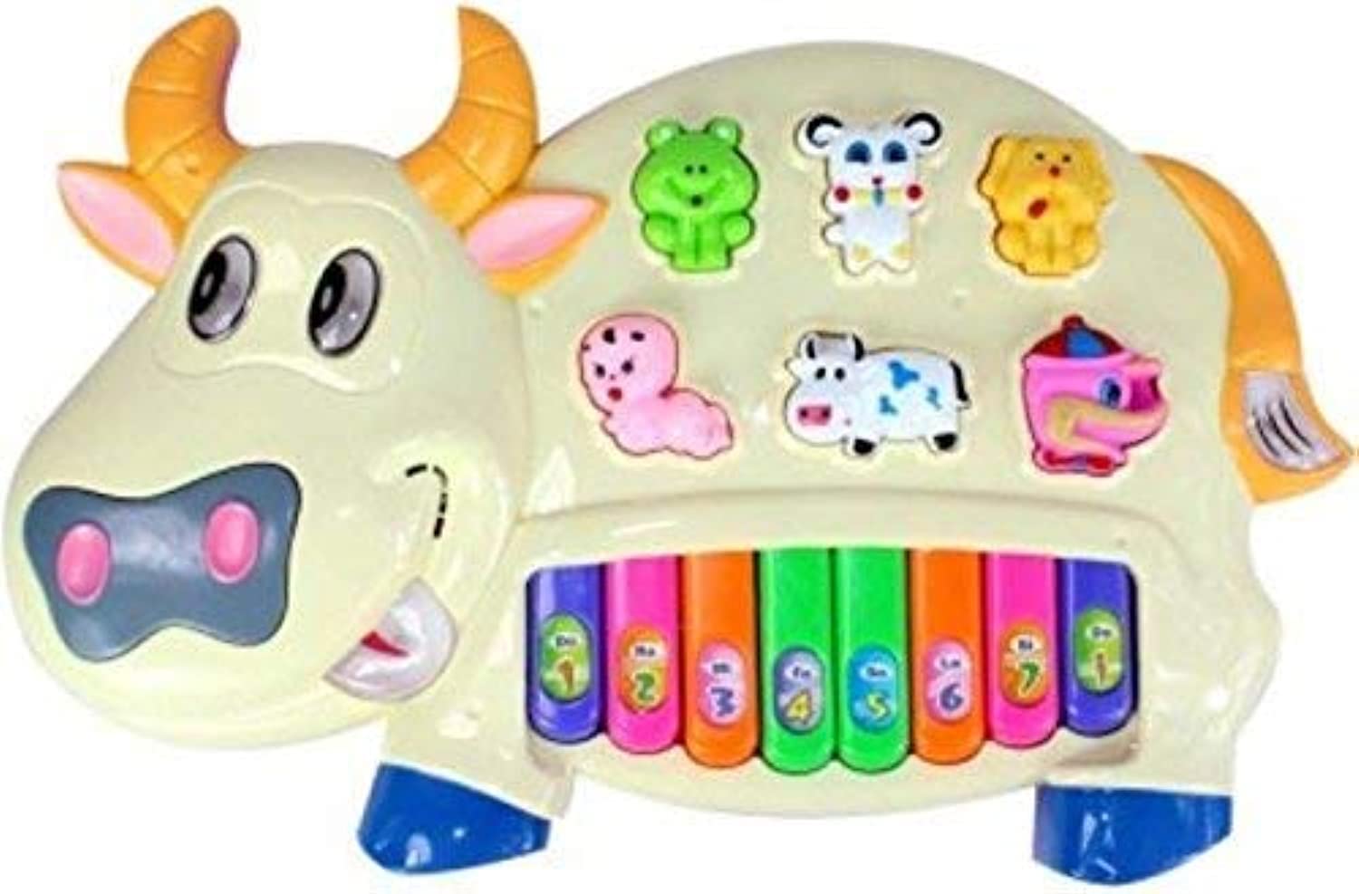JADE Cow Piano with 3 Modes Animal Sounds, Flashing Lights and Wonderful Music for Kids