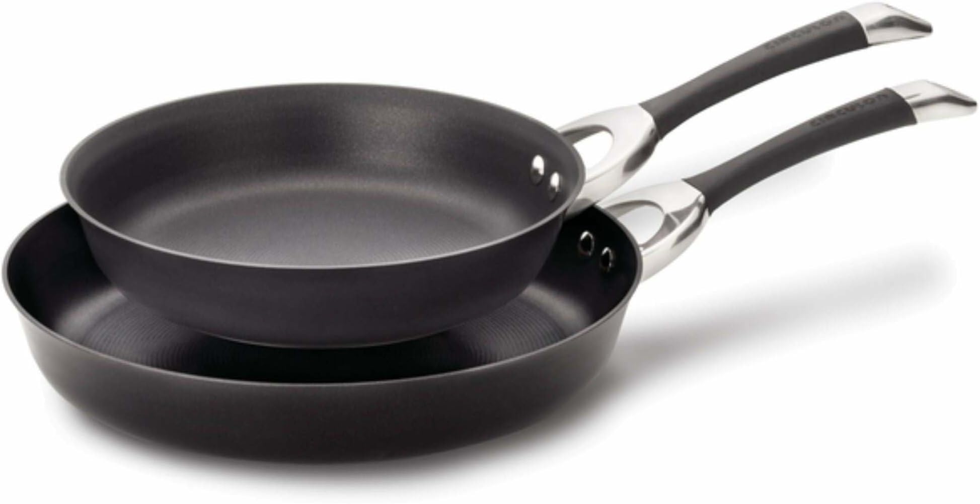 Symmetry Hard Anodized Nonstick Frying Pan Set/Fry Pan Set/Hard Anodized Skillet Set - 10 Inch and 12 Inch, Black