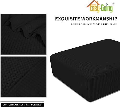 Vista 467 de Easy-Going - Funda elástica para taburete otomano, funda protectora para muebles, funda rectangular con parte inferior elástica Beige