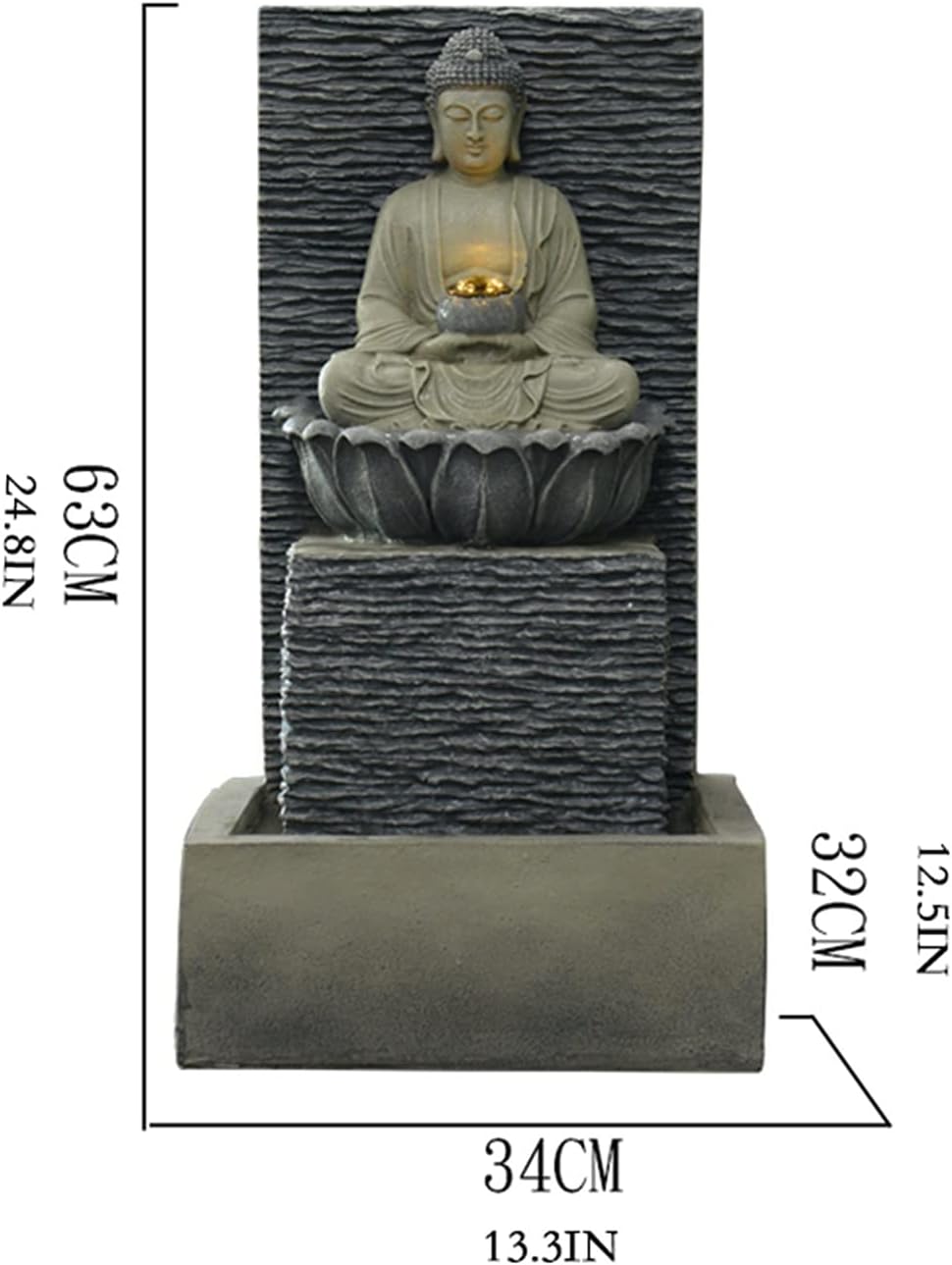 Tabletop Fountain Tabletop Water Fountain-Sitting Buddha Tabletop Water Fountain Zen Fountain with Light LED， for Yard Garden Patio Home Relaxation Desktop Fountain