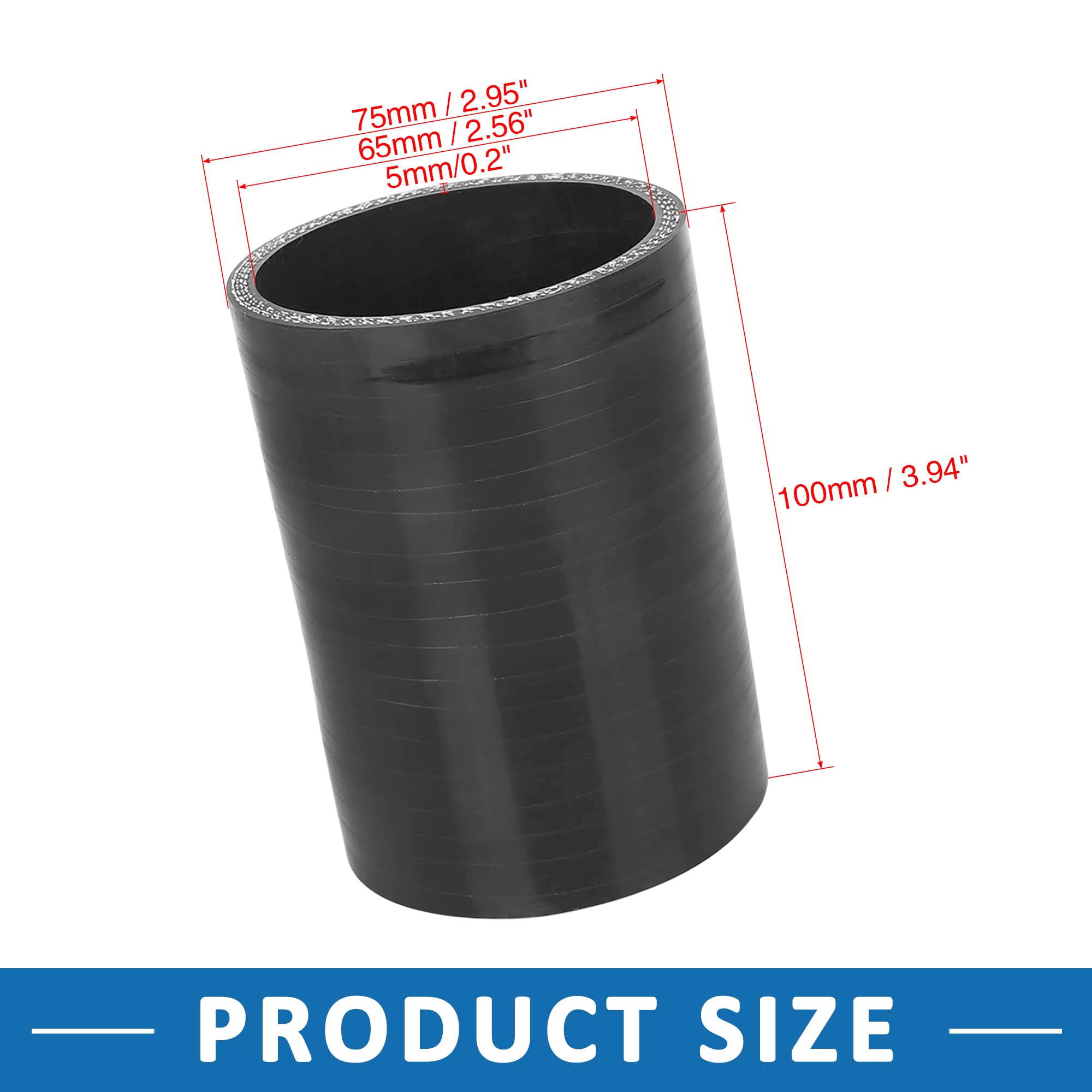 A ABSOPRO Auto Dritto Tubo Flessibile Accoppiatore Intercooler Tubo 65mm Nero Silicone