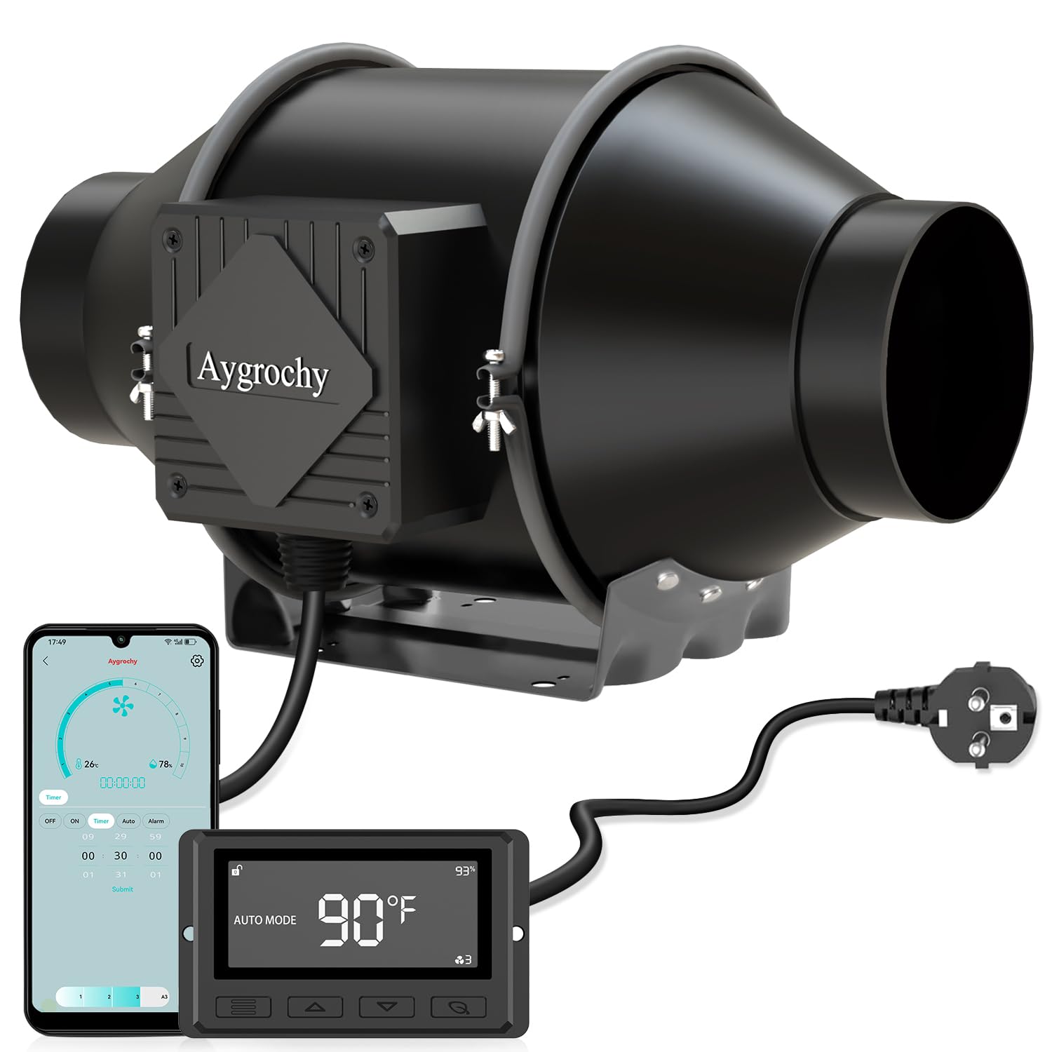 Aygrochy 100mm WiFi App Rohrventilator