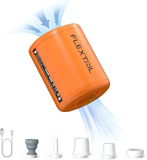FLEXTAILGEAR Portable Air Pump - Tiny Pump 2, Electric Air Pump for Inflatables 2.8oz Battery Inflator Rechargeable Air Mattress Pump for Sleeping Pads, Pool Floats, Swimming Rings Orange