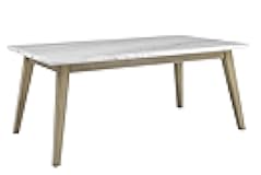 Steve Silver Furnitrure Vida White Marble Top Dining Table, 72-Inch Marble Table, Mid-Century/Modern Design, Dining Room, Seats up to 6, Hardwood Legs, 40