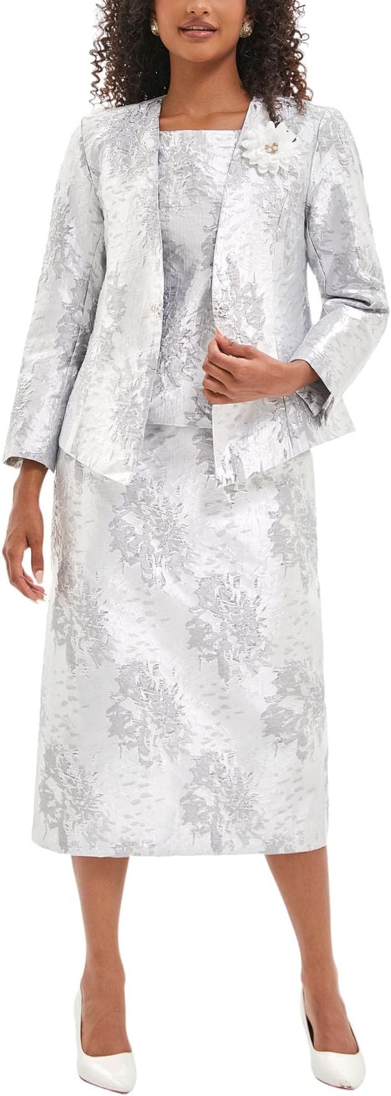 Go MaiWomen's 3 Piece Church Dress Suits for Formal Occasion Party Elegant Jacquard Embroidery Mother of The Bride Dress