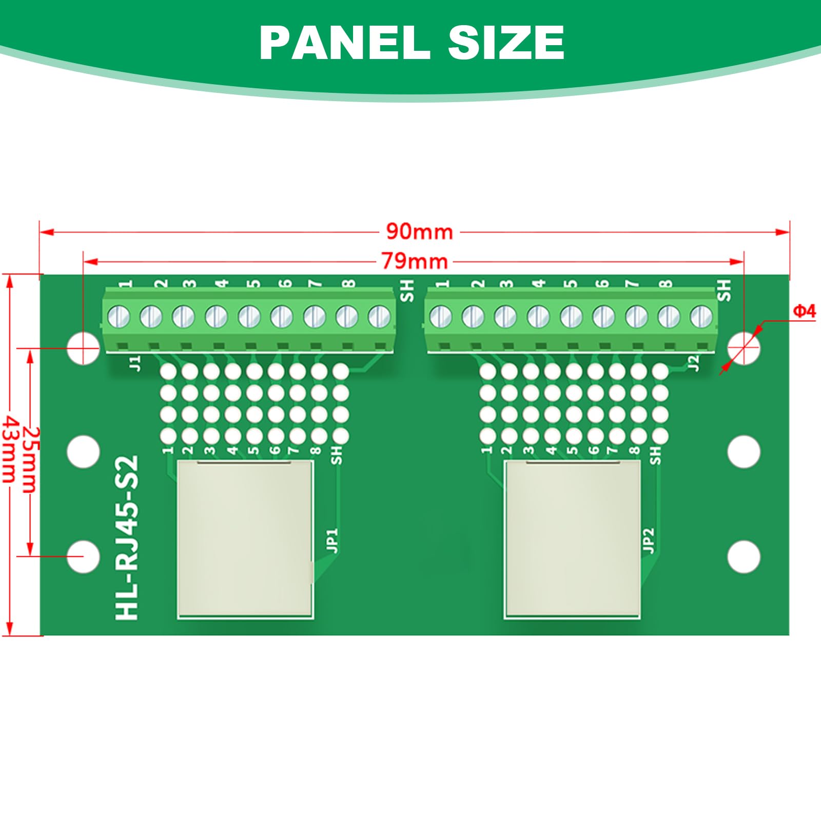 RJ45 8P8C DIN Schienenmontage Ethernet Dual Weiblich Terminal Steckverbinder Verteiler Breakout Board,Horizontale Buchsen Adapter(Horizontale)