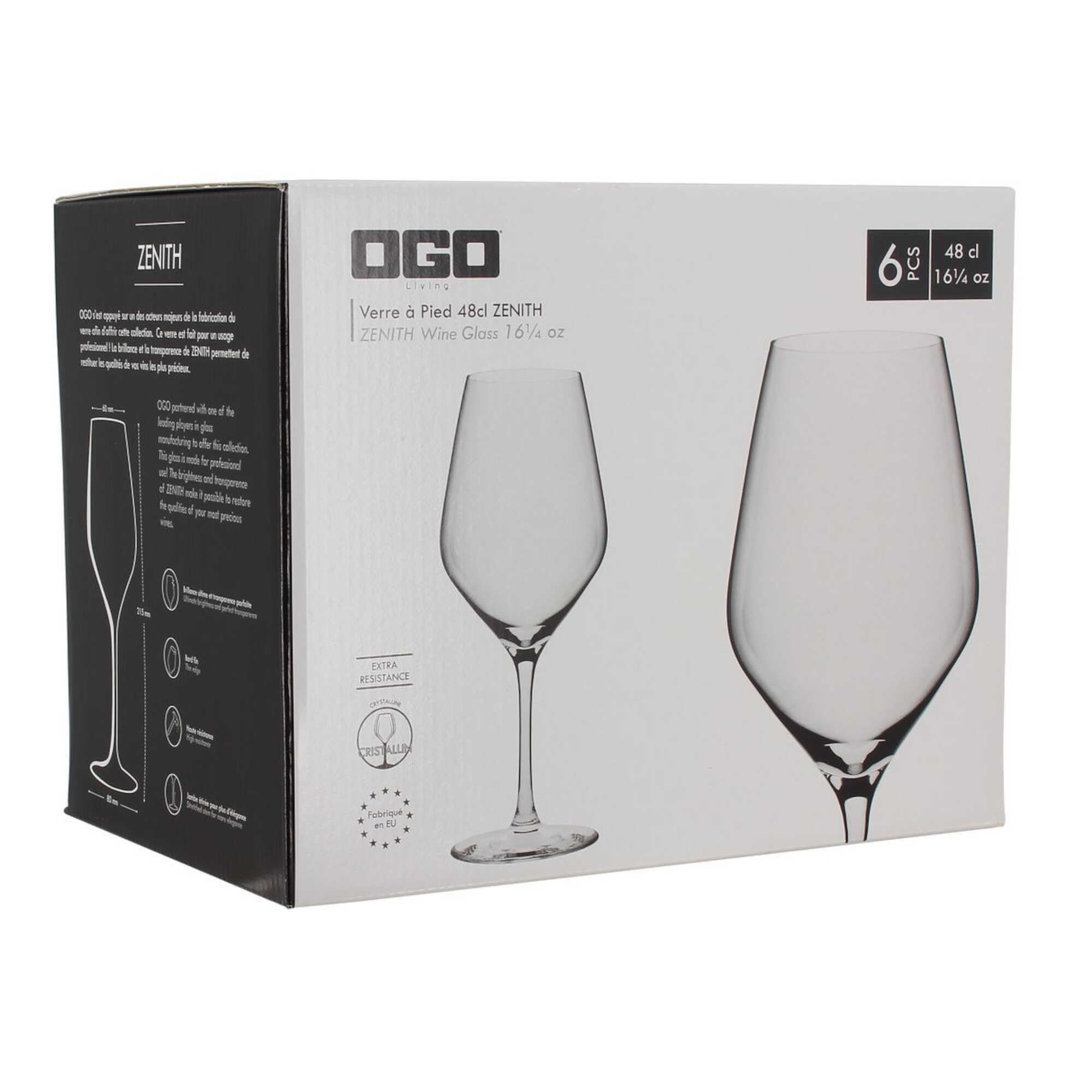 Copas de Vino, Caja de 6 Vasos de Vino de Cristal de 48 cl