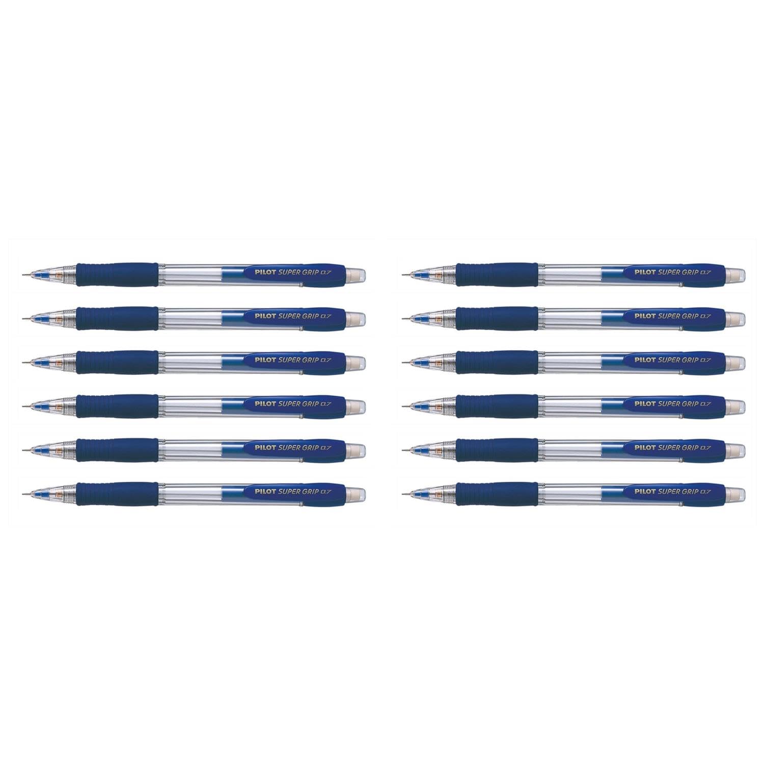 Pilot – Lote de 12 portaminas (Supergrip H187 0,7 mm recargable azul
