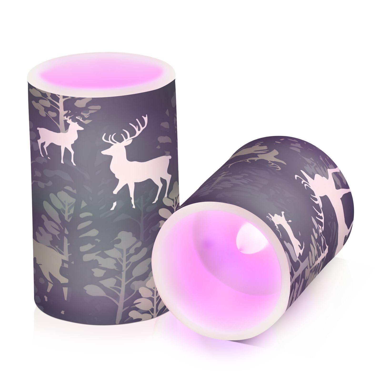Reindeer (31) Flickering Flameless Candles Battery Operated with Remote Timer,Tea Light Candles LED Pillar Votive Candles Set of 2 for Outdoor Indoor Decorations