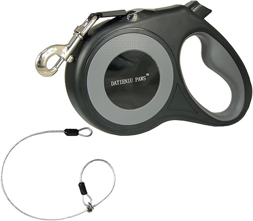 Miniatura 1 de Correa retráctil para perros de 16 pies a prueba de mordidas, cuerdas de alambre antimasticación, cinta de nailon, freno con una sola mano