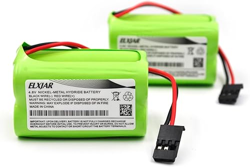 Paquete de 2 baterías AA NiMH de 4.8 V 2000 mAh con conectores Hitec y JR, paquete de batería recargable cuadrada 2X2 para receptores RC, aviones