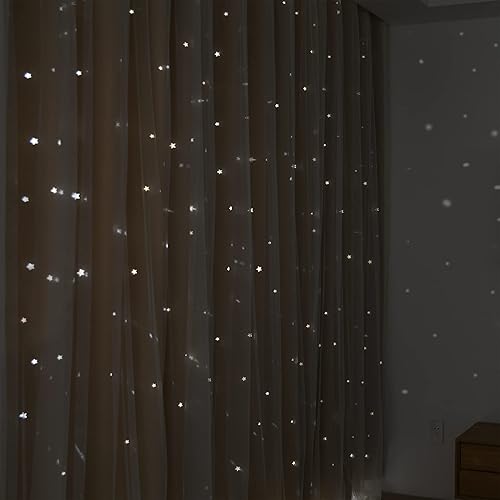 Miniatura 5 de Kinryb Cortinas opacas para niños, para dormitorio, sala de estar, aula, juego de 2 paneles de superposición transparente, cortinas de doble capa