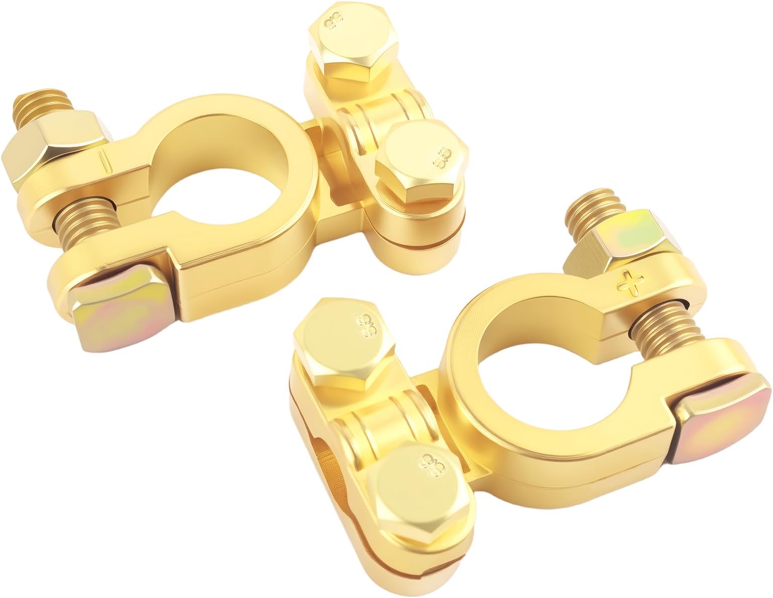 2PCS Car Battery Terminal Connector,Heavy Duty Battery Terminal Clamps Positive & Negative Replacement Set,Universal Top Post Batteries Terminals Ends for Truck/Boat