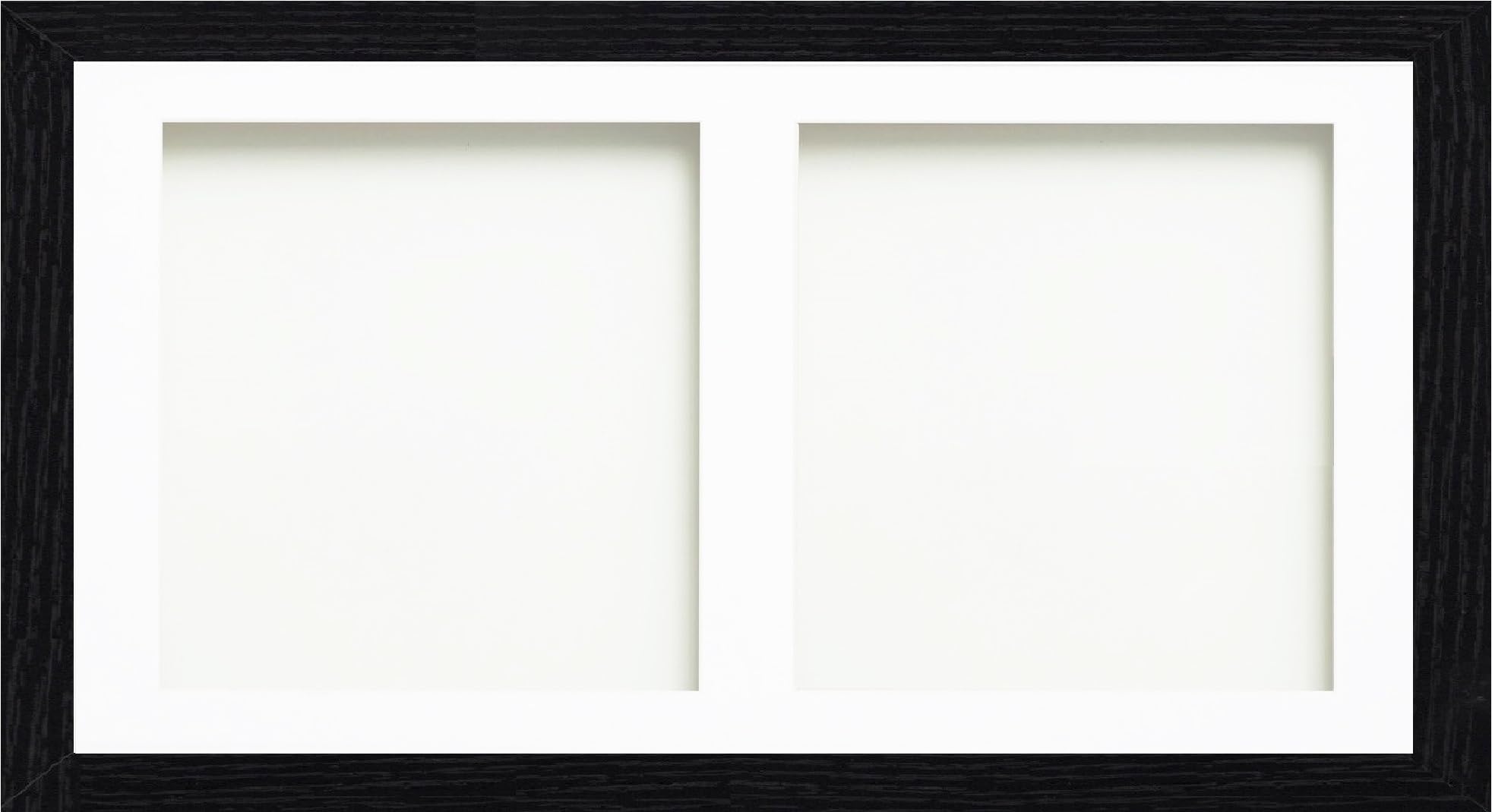Online2home White Osuk 20X10 Inch Black Picture Photo Frame With 2 Aperture Mount For Image Size 8X8 Inch Square - Fitted With Perspex Sheet
