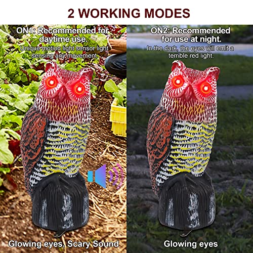image for Hausse Solar Fake Horned Owl Statue, Solar Powered Halloween Motion Ac