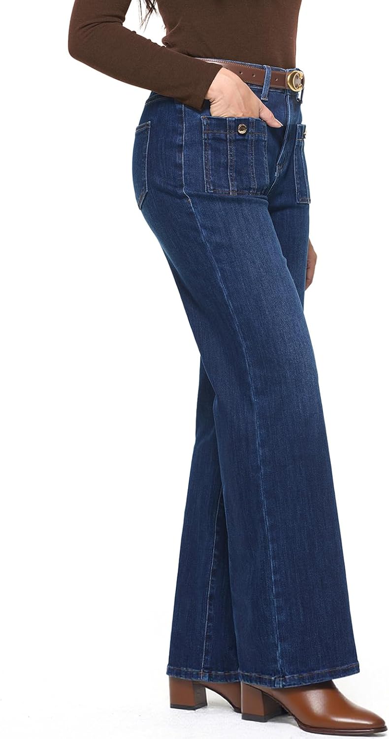 Wide Leg Jeans Woman, High Waisted Jeans for Women Trendy Stretchy Baggy Denim Pants with Pocket - Image 3
