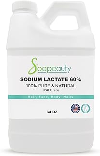 Sodium Lactate for Soap Making & Lotions | 60% USP Pure Natural Preservative | Harder Bar of Soap, Bigger Yield, Faster Cure Time, Provides Moisture | 64 oz