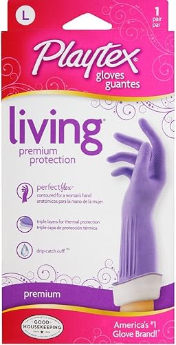 Playtex Living - Guantes de limpieza de goma reutilizables (grandes, 9 pares), guantes reutilizables para el hogar con protección prémium