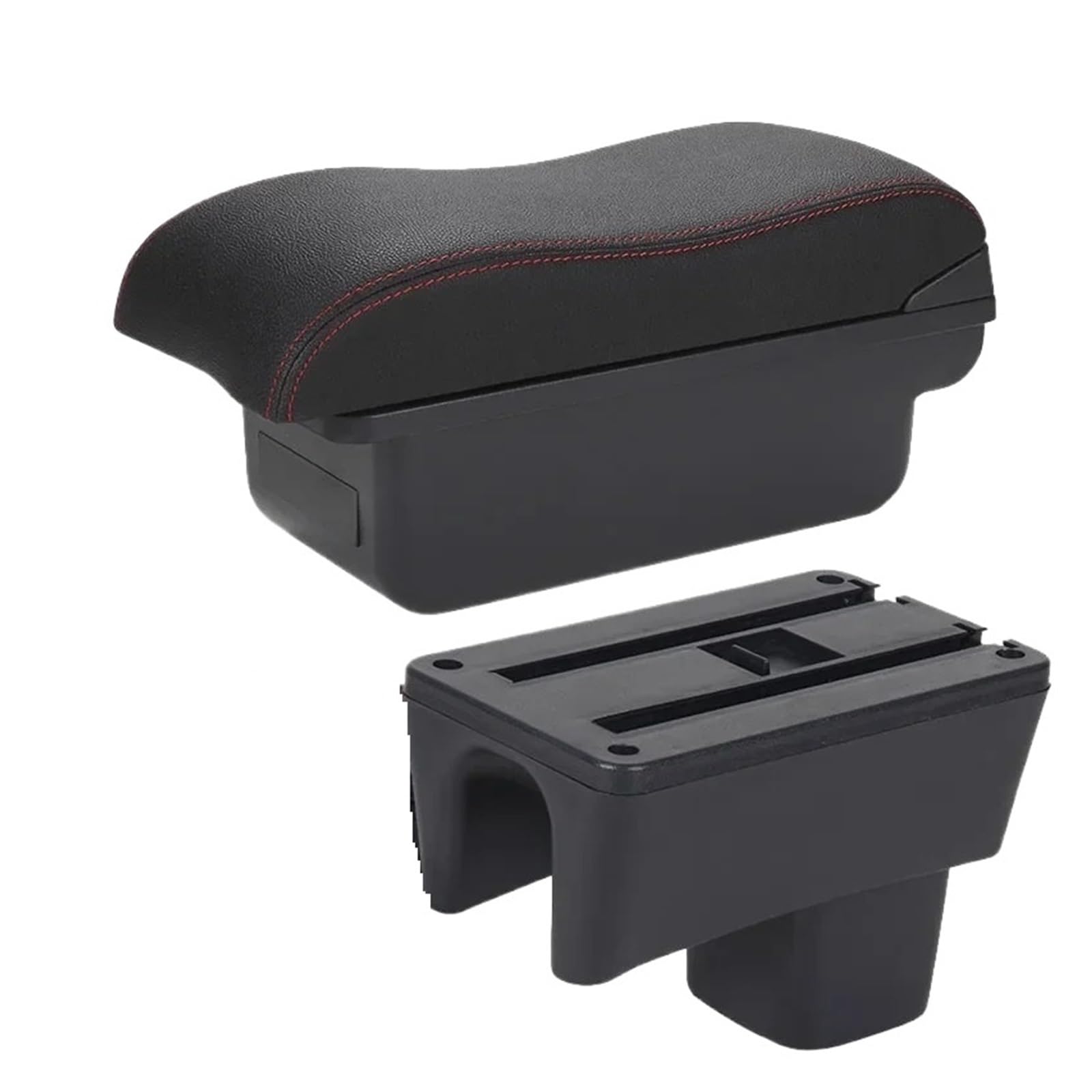 For Suzuki For Swift 2005-2025 Car Armrest Curved Surface Storage Box Dedicated Car Centre Console Armrest Box(C1 Black red NO USB)