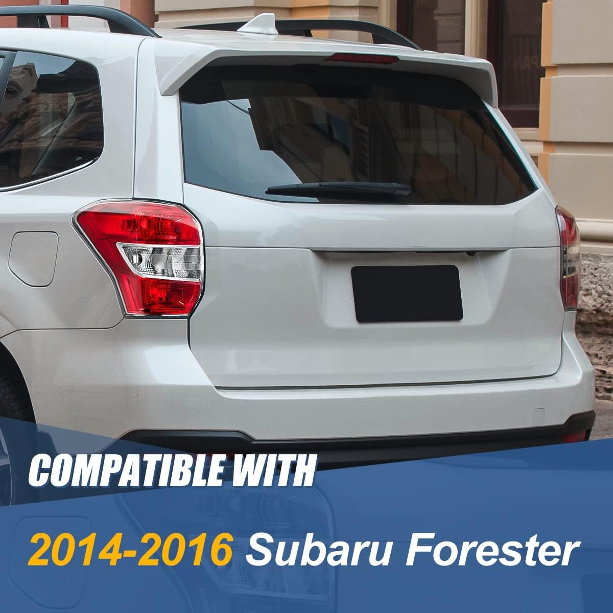 Auto Dynasty Rear Tail Lights Brake Lamps Compatible with 2014-2016 Subaru Forester, Driver Left Side, Chrome Housing Red Lens SU2818105