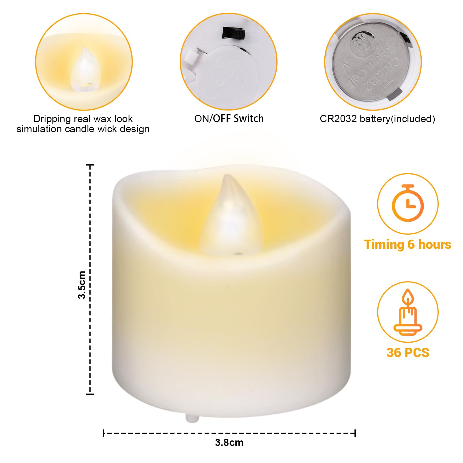 Lot De 24 Bougies LED Sans Flamme - Bougies Chauffe-Plat à Piles - Décoration Noël, Fête - Effet Réaliste