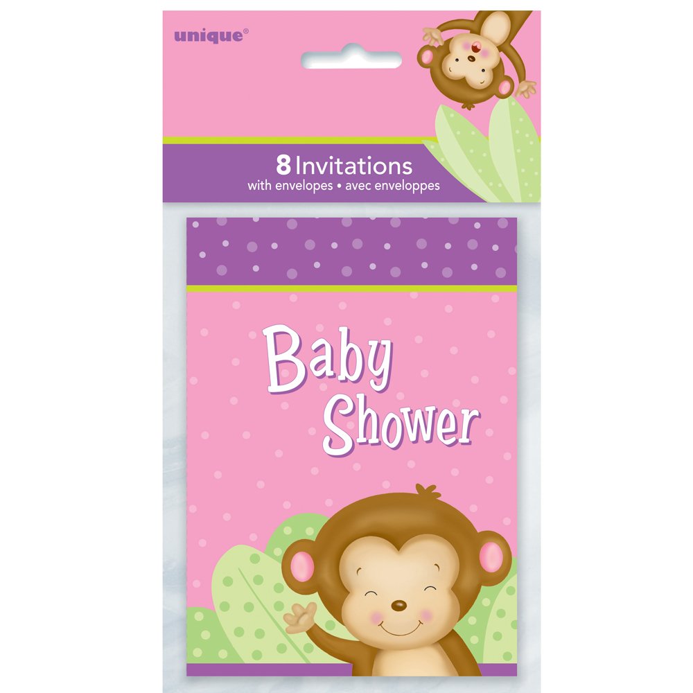 Unique Baby Shower Party Invitations | Girl Monkey | 5.5