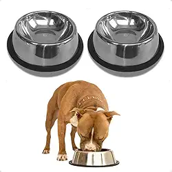 KIT 2 Comedouro de Inox 1400ml para Cães e Gatos Raças Grandes Pote Ração Água Bebedouro Antiderrapante