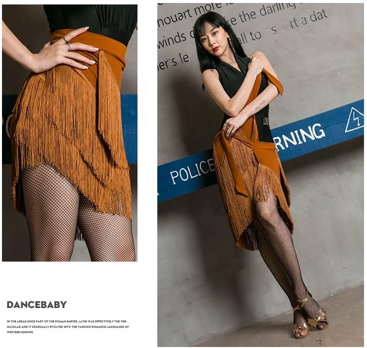 Miniatura 5 de Faldas de baile para mujer, vestido de baile latino, falda de baile tango, falda de borla, falda de práctica de baile, bufanda de cadera