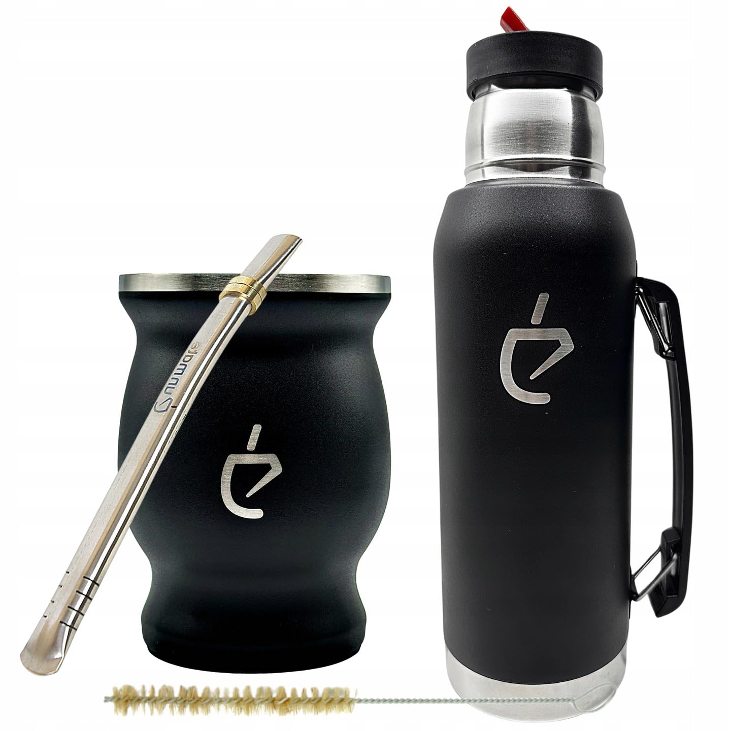 Set Termico Yerba Mate per Iniziare: Tazza da 230 ml con Coperchio, Bombilla Inox, Thermos da 1L e Spazzola – Kit Completo in Acciaio, Elegante Confezione Regalo