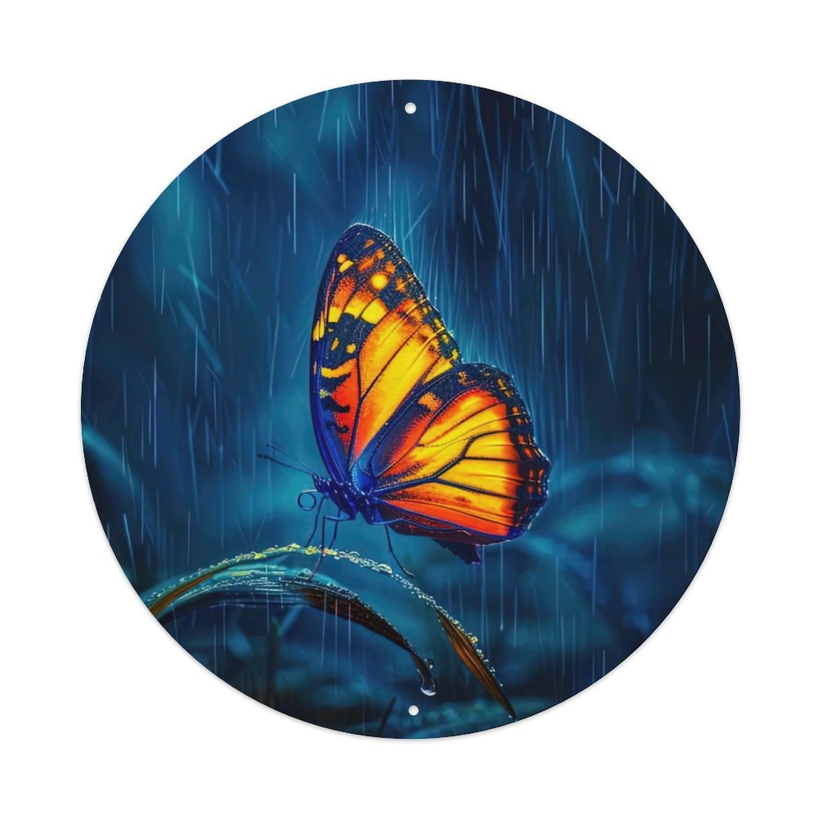 Animal Butterflies in The Rain Artwork Metal Tin Sign