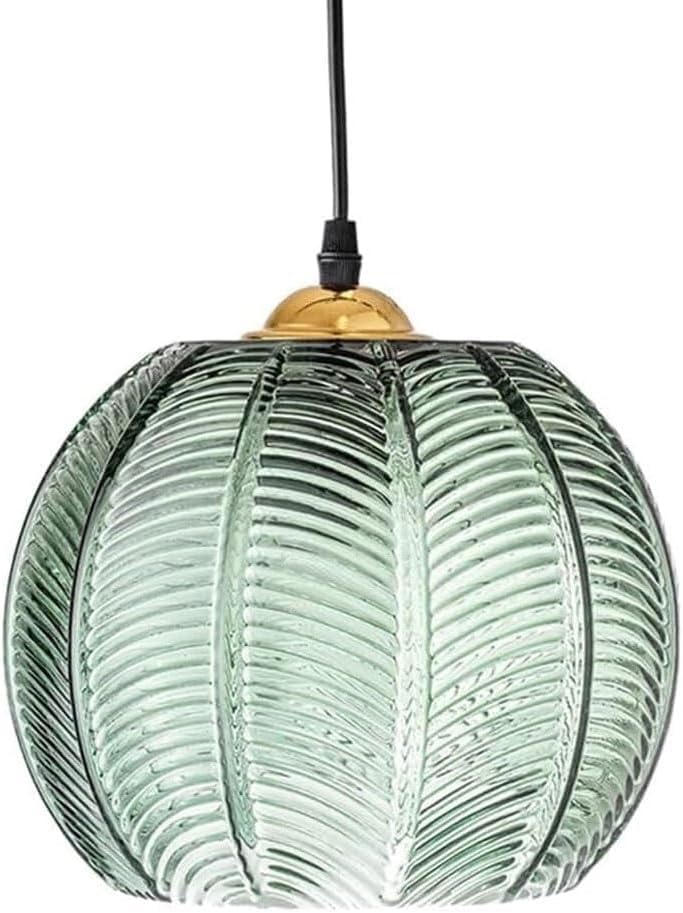 Lampe suspendue E26 en verre vert et lustre réglable design nordique pour chambre