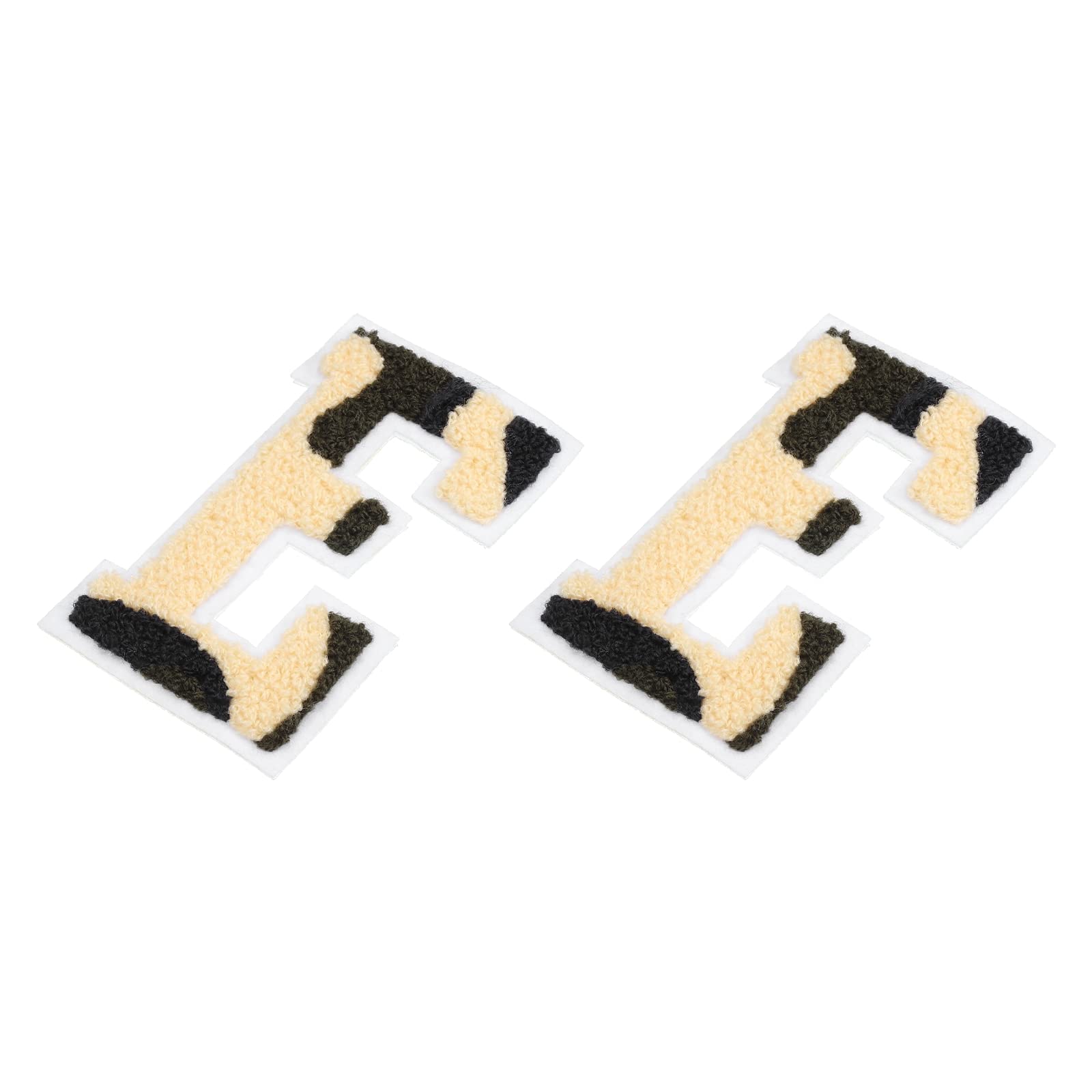 MECCANIXITY Letter E Chenille Stitch Sew-On Letter Patch Camouflage White 3.9" Chenille Embroidered Camo Letter Patch for T-Shirt, Coat, Jeans, Hats, DIY Supplies Pack of 2