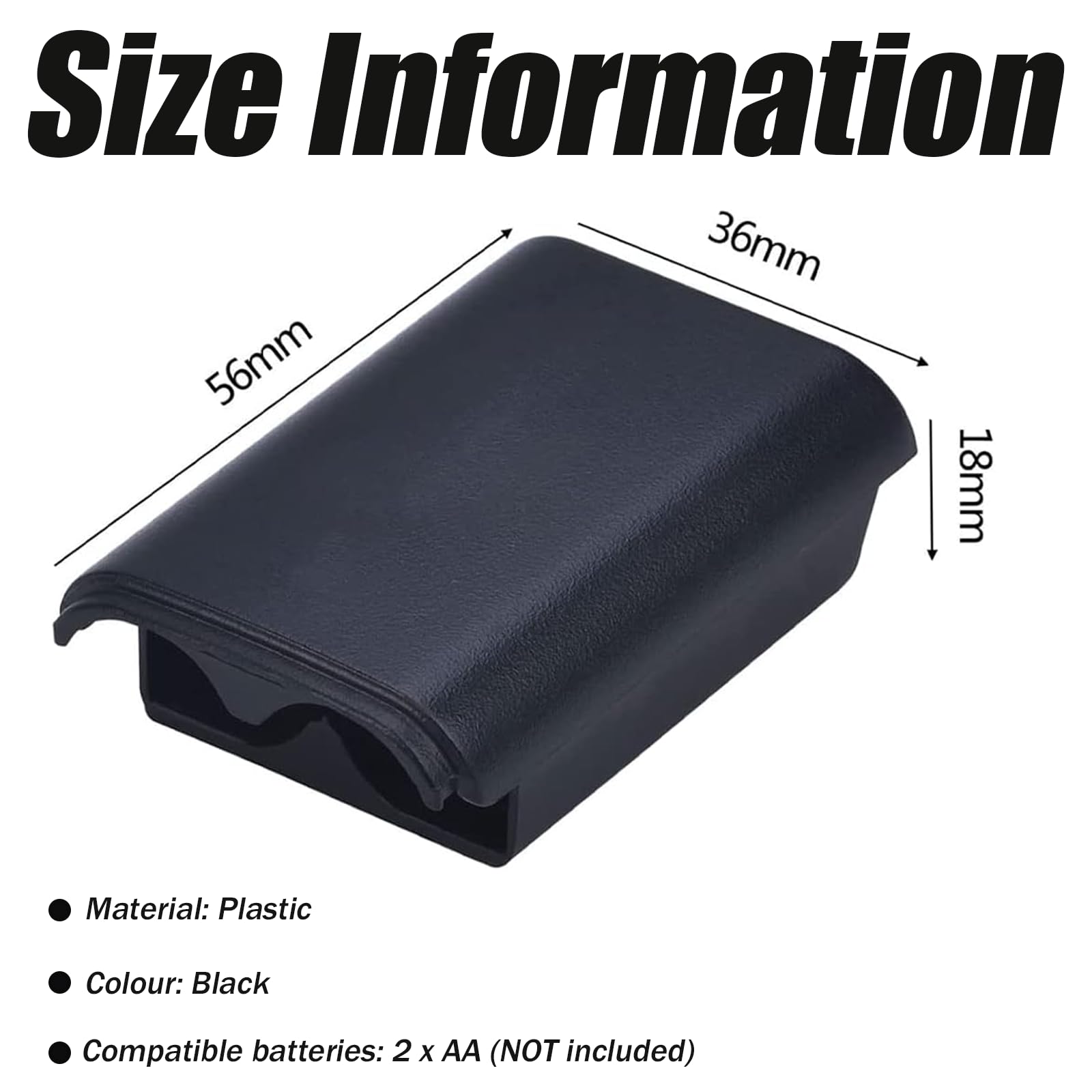 2 Pack Battery Pack Cover Replacement for Microsoft Xbox 360 Wireless Controller, Battery Pack Cover Shell Case for Microsoft Xbox 360 Wireless Controller(Black) — view 2